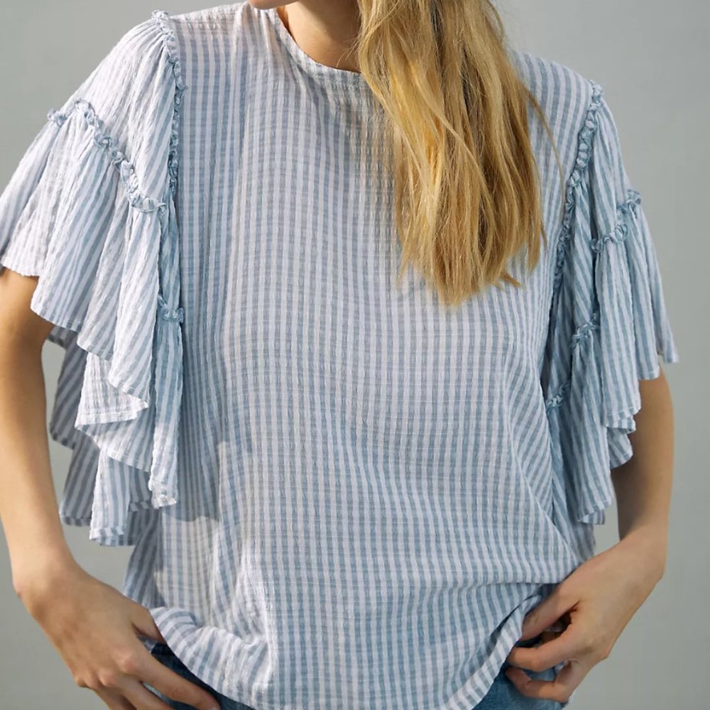 Anthropologie Pilcro Sybil Ruffle-Sleeve Blouse